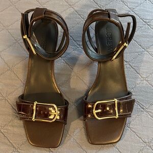 Krista kitten-heel sandals in Italian croc-embossed leather